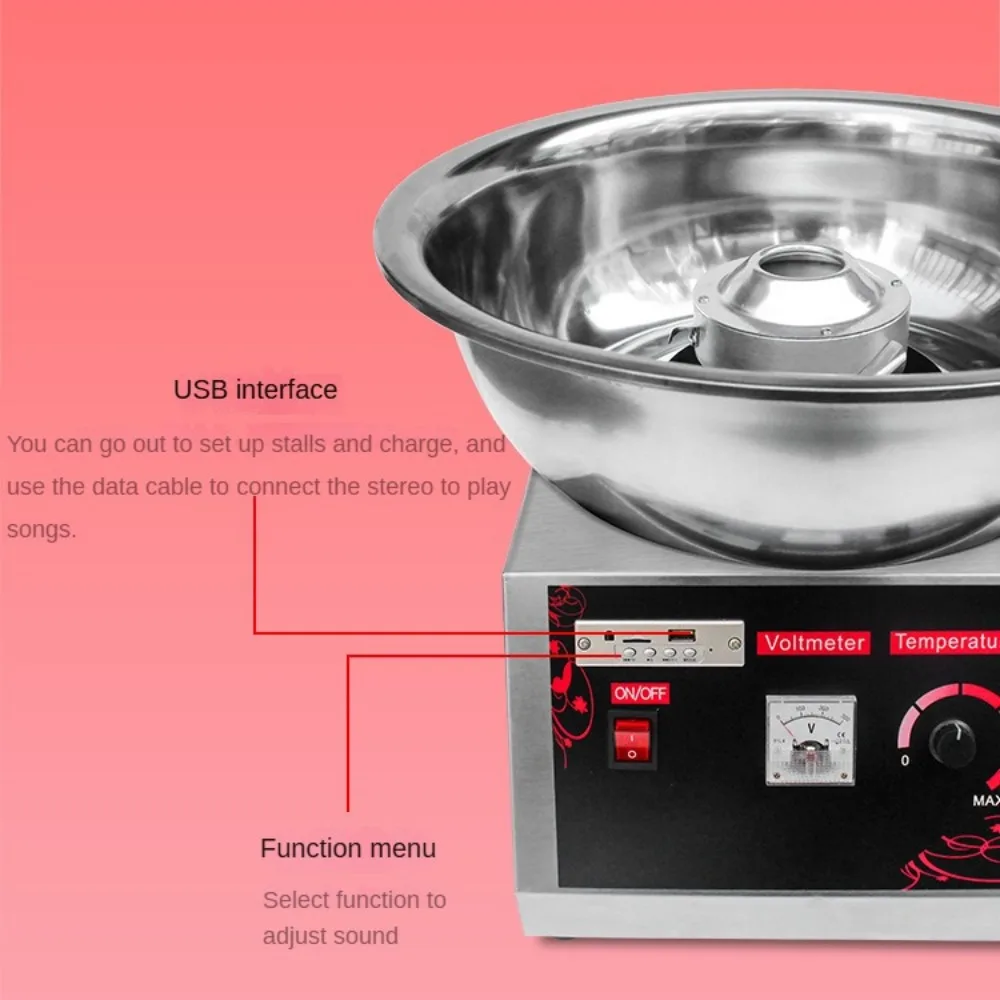 Stainless Steel Commercial Cotton Candy Maker Machine with Powerful Motor for Booth Use