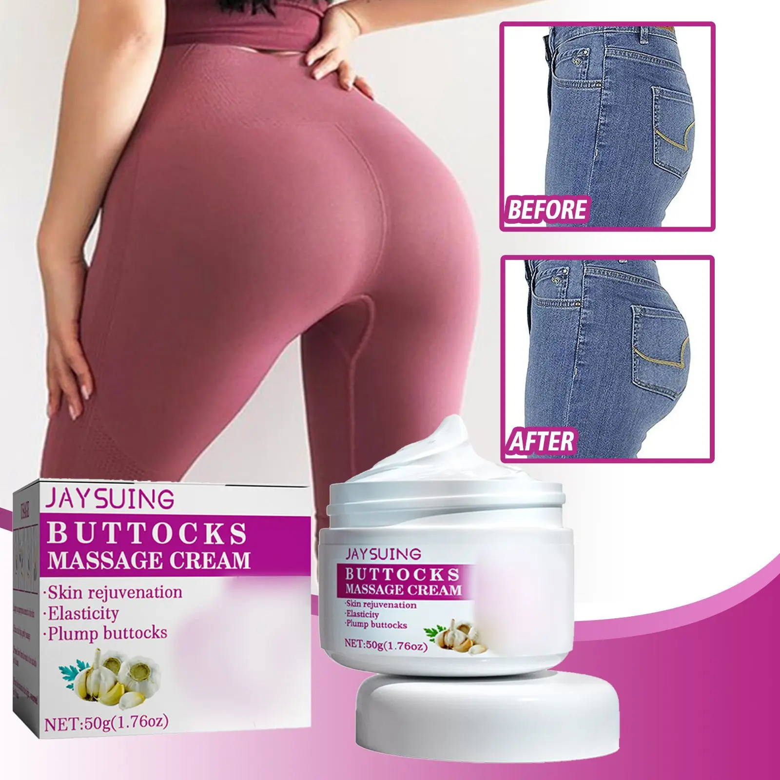 Garlic Buttock Lifting Cream Firming Lift Hip Tight Line Increase Skin Elasticity Butt Shaping S Curved Smooth Buttock Treatment