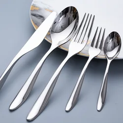 Cozy Zone Dinnerware Set Stainless Steel Luxury Cutlery 5Pcs Tableware Knife Fork Spoon Dining Set Western Food Restaurant