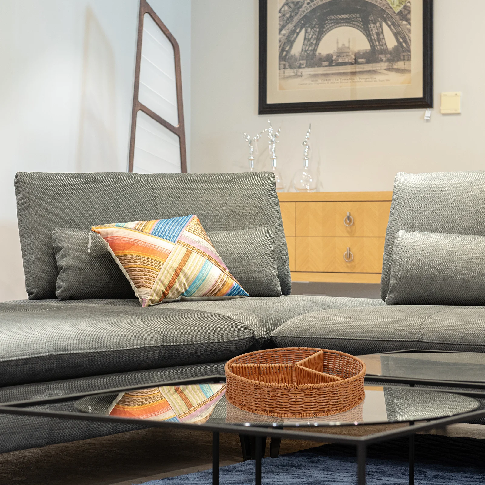 

1Pcs Storage Basket Imitation Rattan Woven Creative Multi- Organizer Desktop Sundries Container Decorative