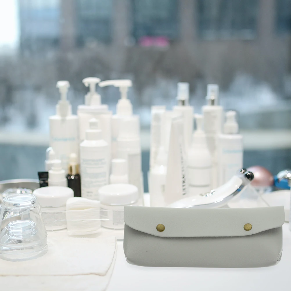 

2 Pcs Holder Lightweight Durable Storage Case PU Material Long Lasting Travel Makeup Brush Bag Simple Brush Pouch Pen