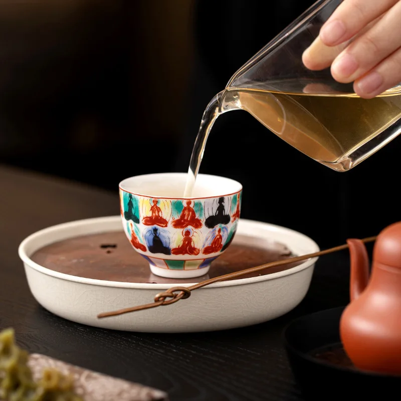 Ceramic Vientiane Buddha Sample Tea Cup Household High-grade Tea Cup Delicate Host Cup Individual Single Cup Tea