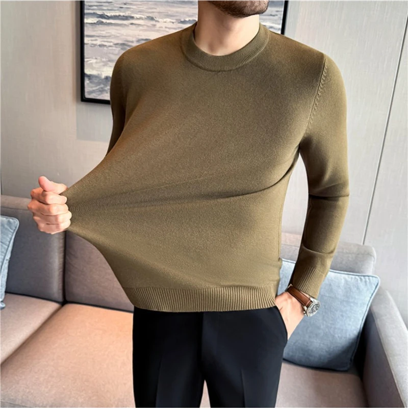 

​​Men's -Blend Basic Knit Sweater - Skin-Friendly & Thickened | Slim Fit​ Layering Piece Daily Essential Versatile