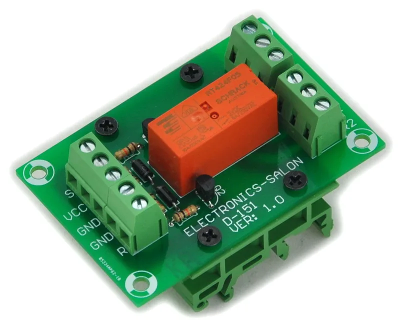 

ELECTRONICS-SALON Bistable/Latching DPDT 8 Amp Power Relay Module, DC5V Coil, with DIN Rail Feet