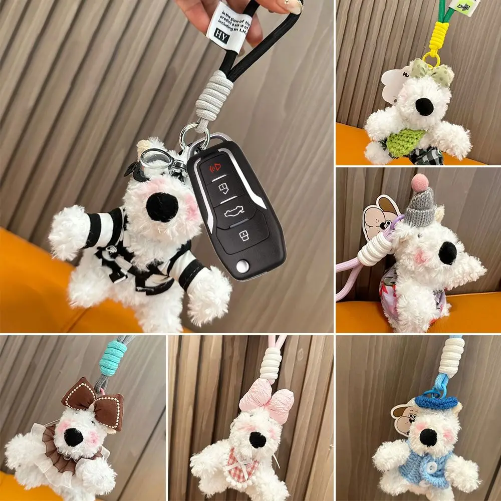 Cute Plush West Highland Dog Keychain Cartoon Hanging Ornament Bag Pendant Backpack Key Chain Bag Accessories