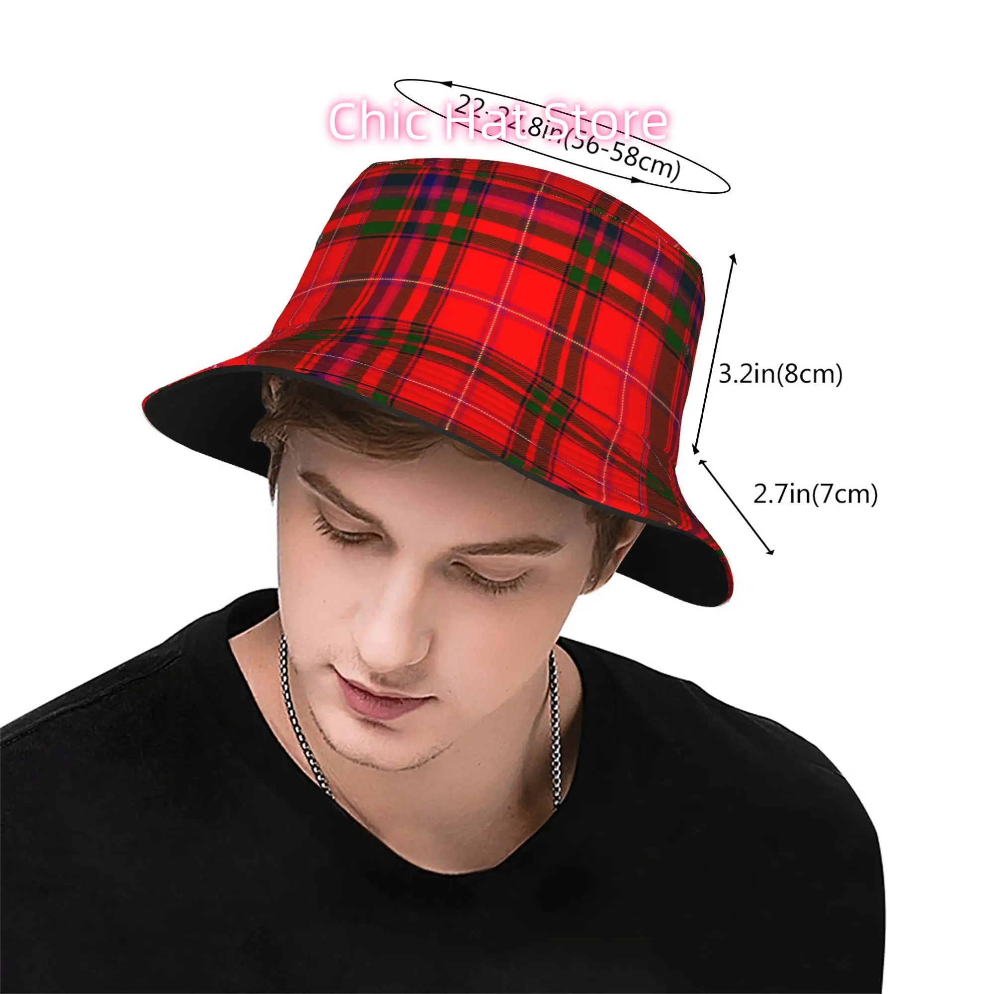 1pc Clan MacDougall Tartan Scottish Plaid Fisherman Hat - Fully Printed Tartan, Unisex Outdoor Sun Hat Suitable for Parties, Hol