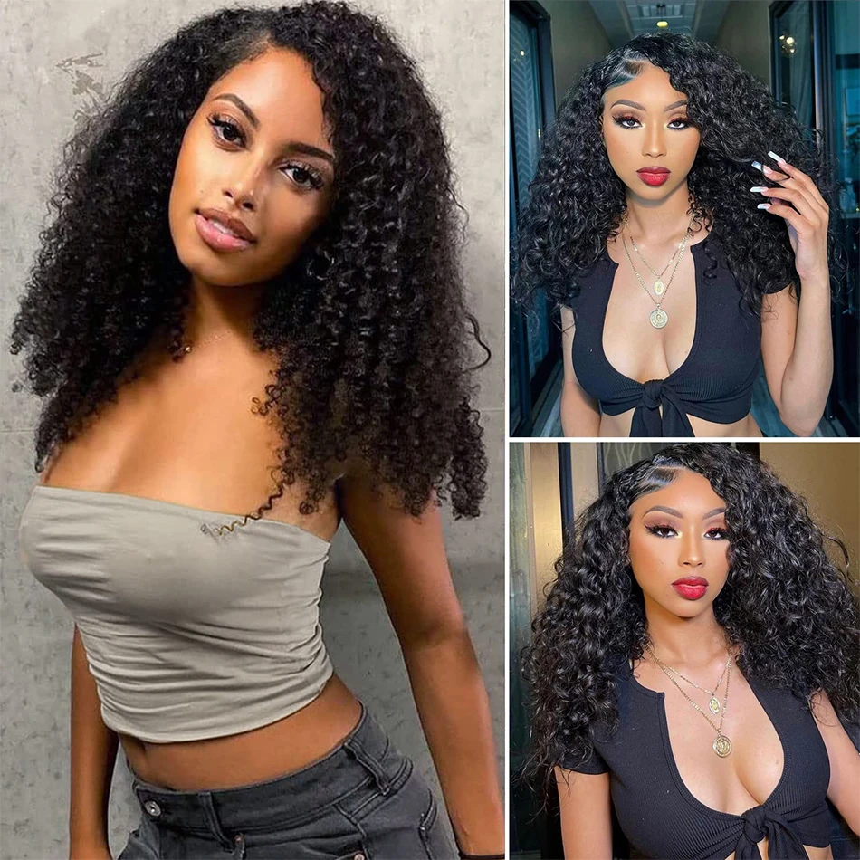 100% Malaysia Hair Kinky Curly 13X4 Lace Frontal Wigs 200 Density Wet And Wavy 4X4 Lace Closure Curly Front Lace Human Hair wigs