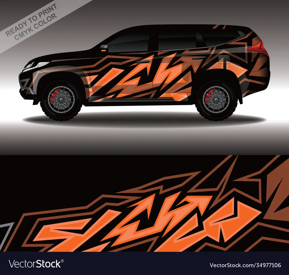 Orange Suv Car Full Wrap Sticker Decorative Car Graphic Decal Full Body Racing Vinyl Wrap Car Decal Length 400cm Width 100cm