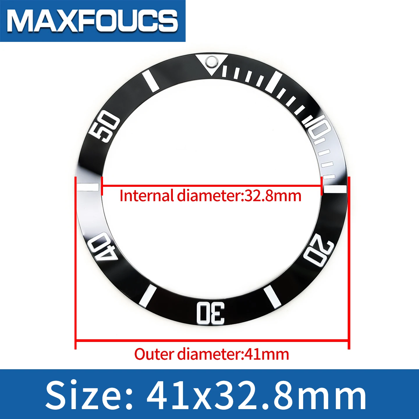 Für MDV-106 Swordfish Keramikeinsatz mit grün leuchtendem Punkt bei 12 Uhr, schräger Uhrenlünettenöffnung 41x32,8mm, Ersatzteil für Uhren – Detail 2