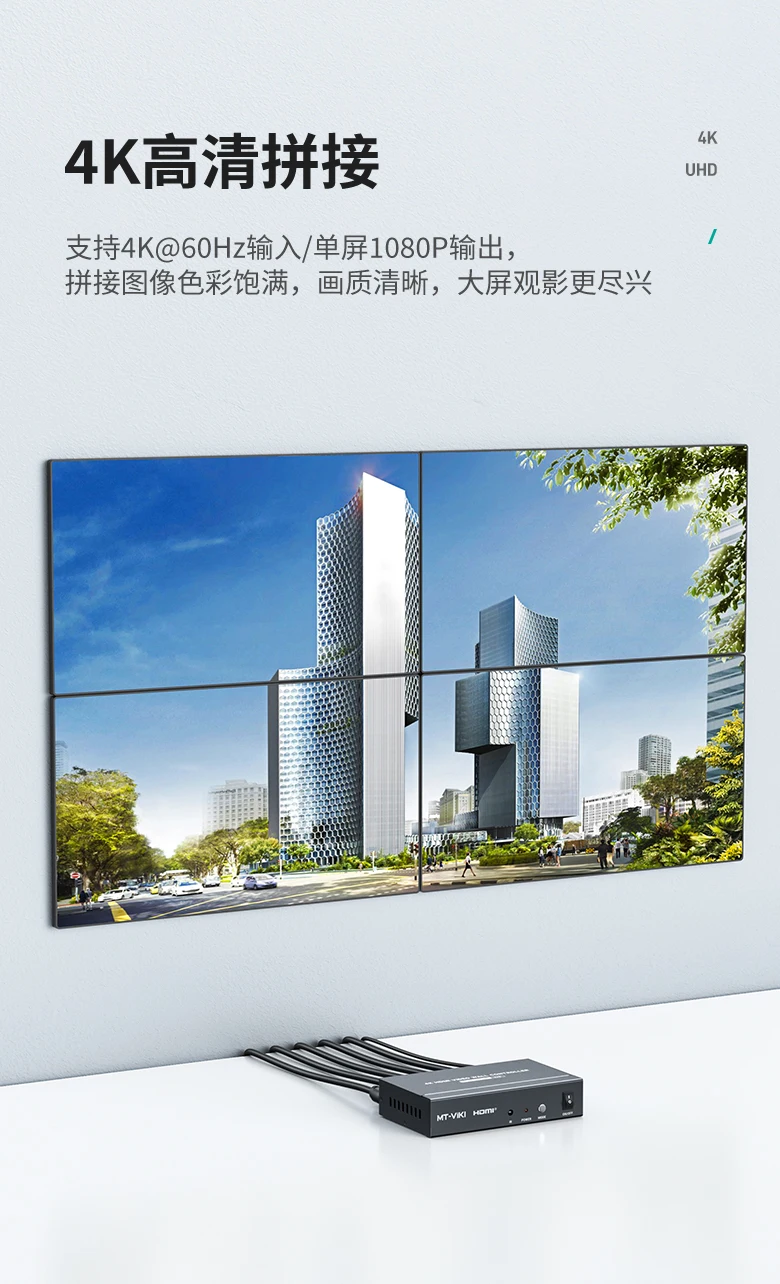 2025年 4K 60Hz HDMIスプリッター 1入力4出力 MT-VIKI スプリッター 1x4 (4つのテレビモニター用)、4ポートHDMIスプリッター 2x2 (電源アダプター付き)