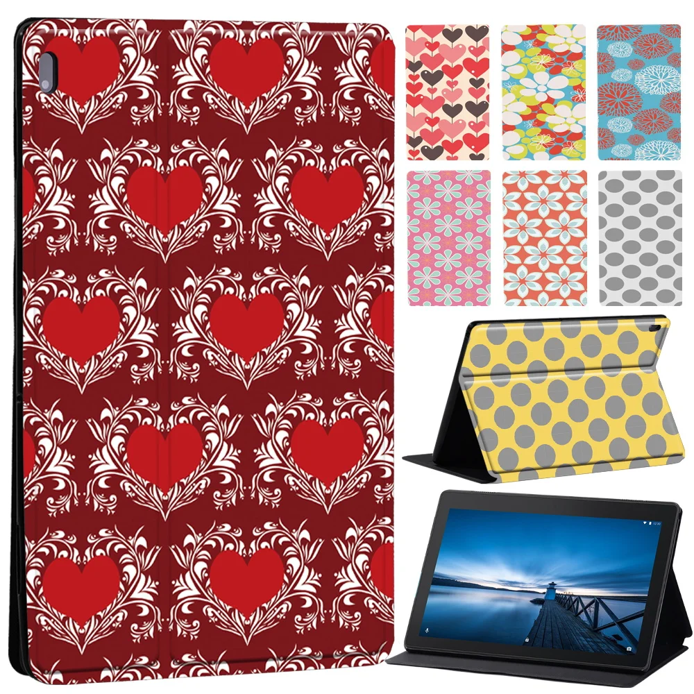 

Dots Pattern Tablet Case Lenovo Tab E10/Tab M10 High Quality Leather Stand Cover For Lenovo Tab M7/M8/M10 FHD Plus + Stylus