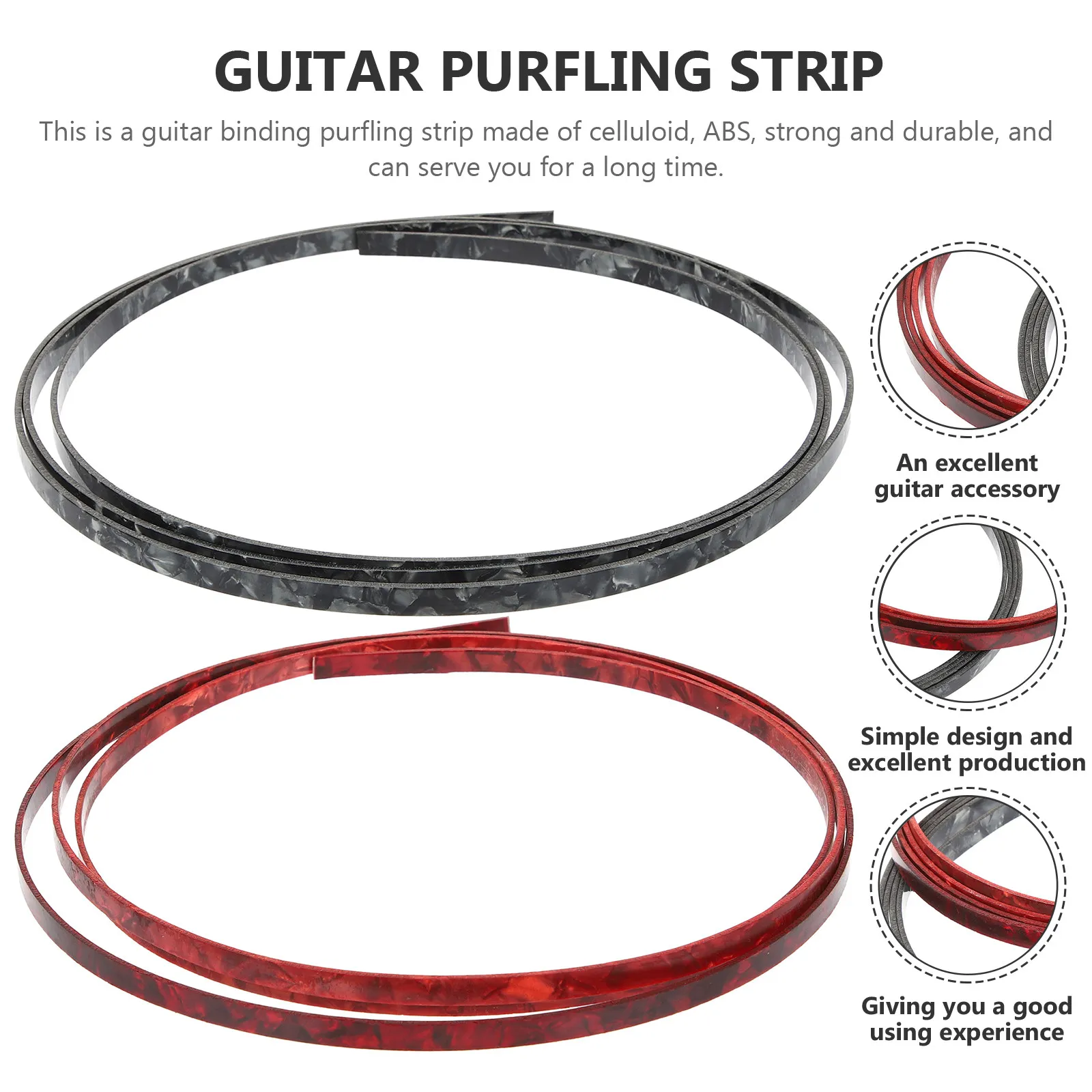 2Pcs Guitar Binding Purfling Strips High Quality Celluloid ABS Smooth Texture Stylish Edging Strip for Acoustic Guitar Ukulele