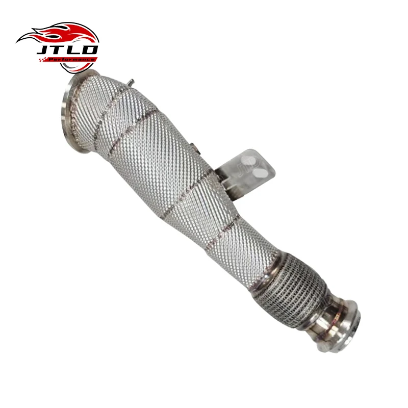 JTLD Stainless Steel Euro 5 Catless Exhaust Downpipe with Heat Shield for BMW B58 M140i M240i M340i M440i G20 F30 G30