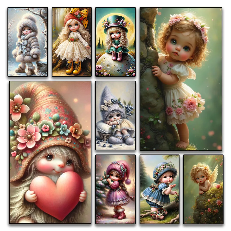 

2025 новая милая мозаика для маленьких девочек, сделай сам, алмазная живопись, искусство 5D, квадратный круглый горный хрусталь, вышивка крестиком, акриловый домашний декор