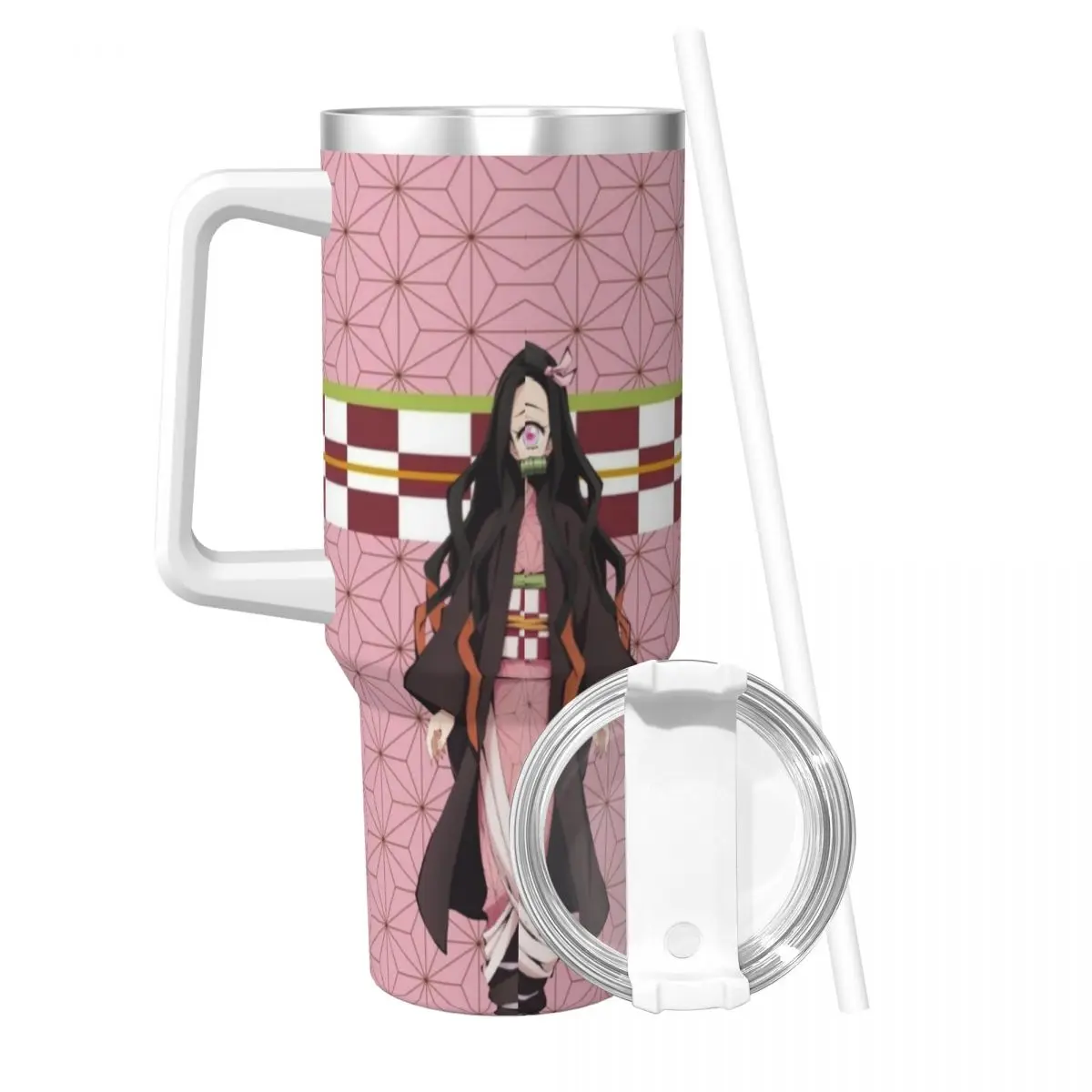 Demon Slayer Kimetsu No Yaiba 40 Oz Ultimate Tumbler with Handle and Straw Vacuum Insulated Tumbler