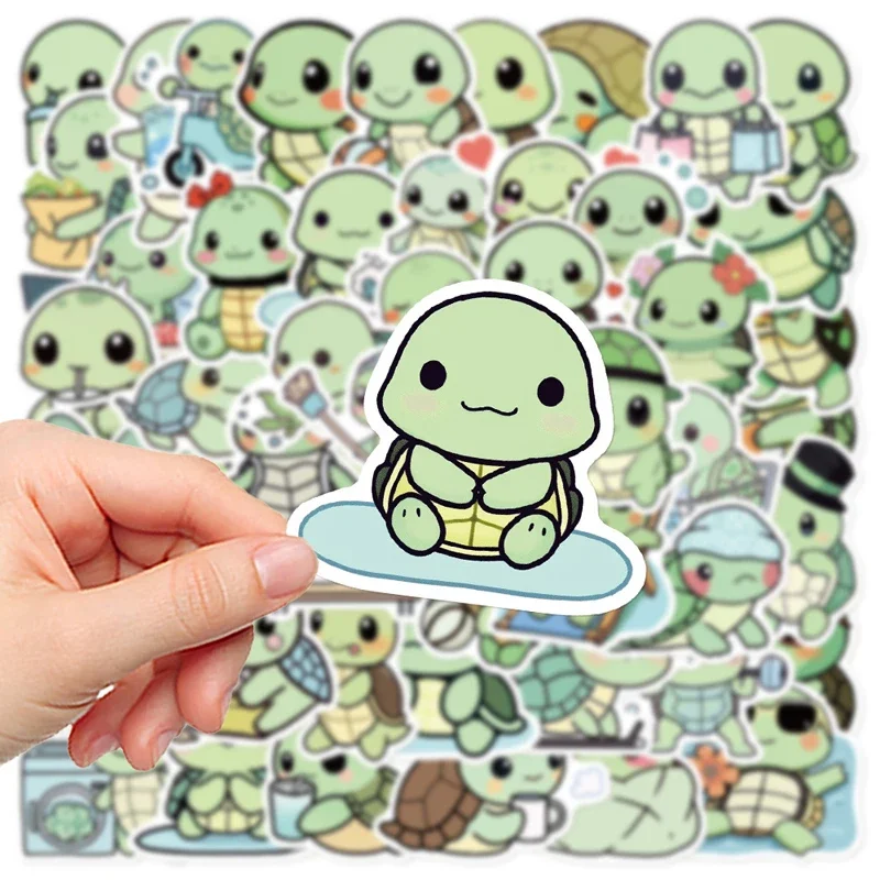 50 PCS Cute Turtle Stickers Set Aesthetic Waterproof Vinyl Animal Decals for Journaling Laptops Scrapbooking & Water Bottles