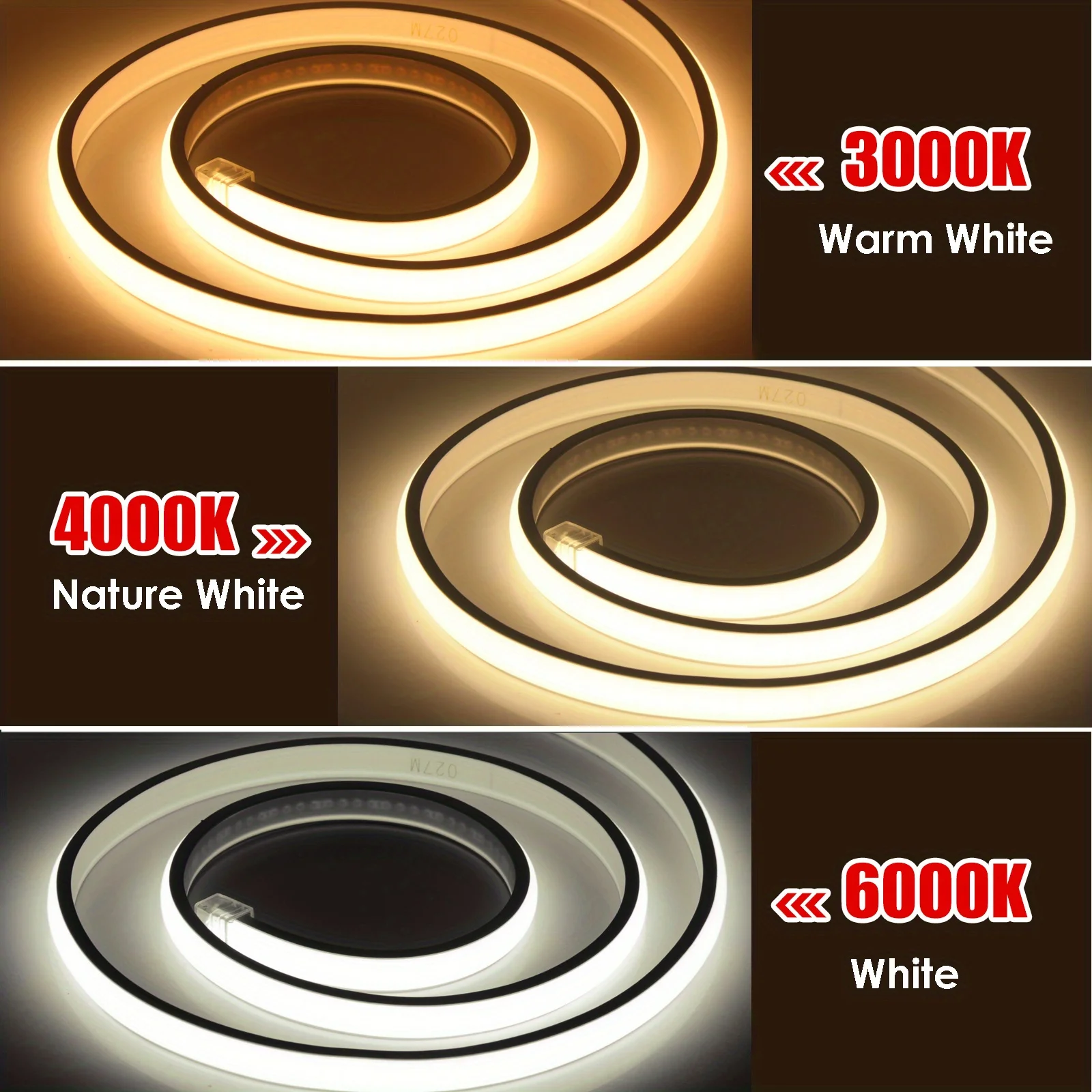 Neon LED Strip Lights, COB Touch Widened Light Strip, White 6000k/Warn White 3000k, 1m/2m/3m/5m Strip Light for Kitchen Cabinets