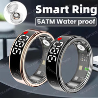 Smart Ring with Charging Box 5ATM Waterproof Step Health Tracker Heart Rate Blood Oxygen Monitor Sleep Monitoring LED Display