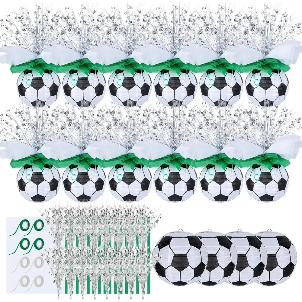 

72 Pieces Soccer Paper Lanterns Centerpieces Decorations 8'' Soccer Lanterns Table Centerpieces with Metallic oil Centerpiece Wr