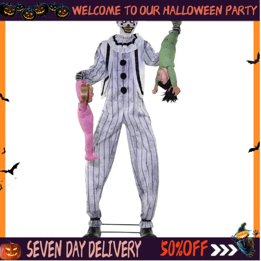 

Halloween Inflatable 7 Ft Clowning Around Animatronic Decoration Animated Speaks Six Different Phrases Decorations Props