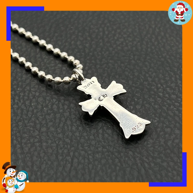 Premium Retro Double-layer Cross Necklace Medium Hip-hop Personalized Cross Pendant Classic Trendy Brand