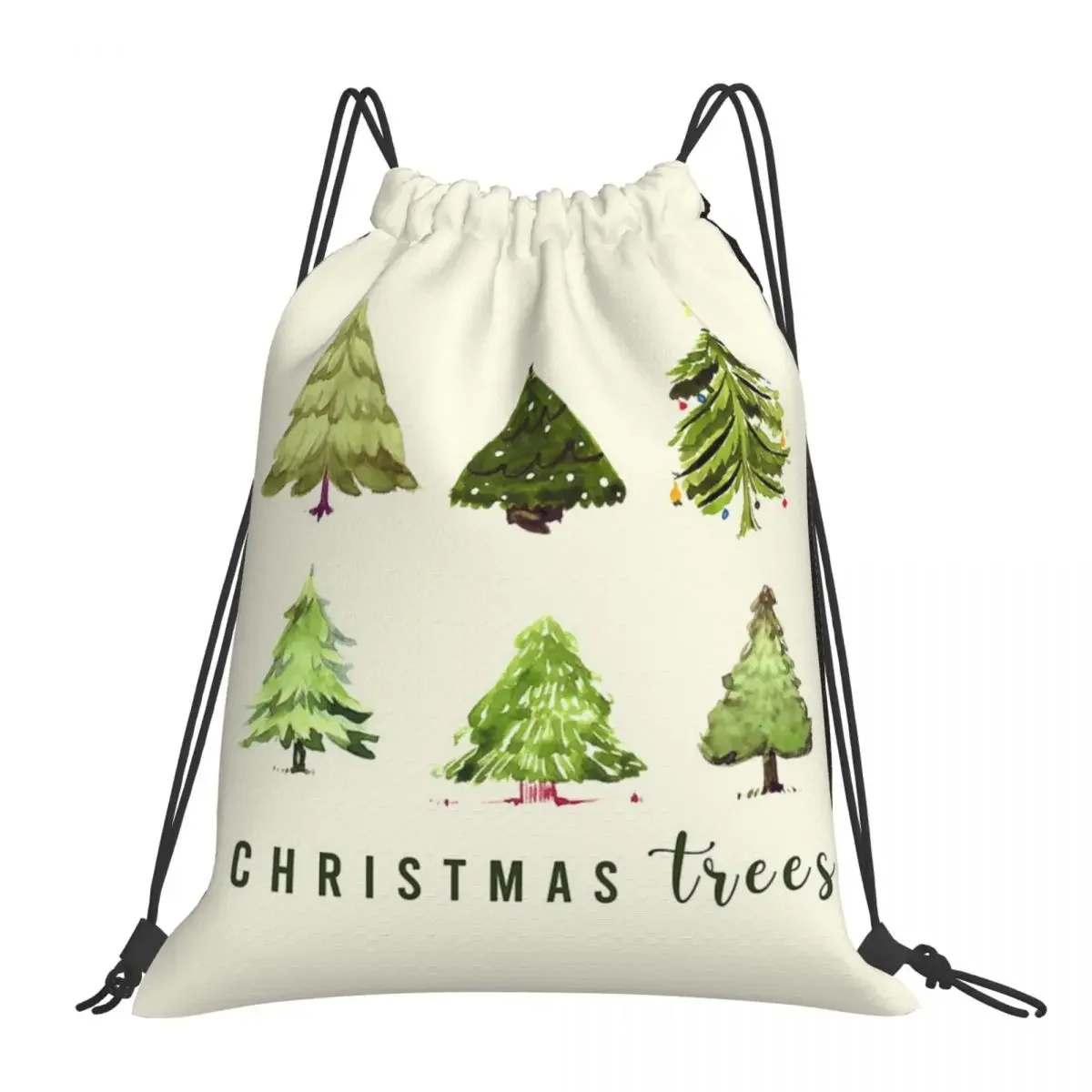 Christmas Trees Backpacks Casual Portable Drawstring Bags Drawstring Bundle Pocket Sports Bag BookBag For Man Woman Students