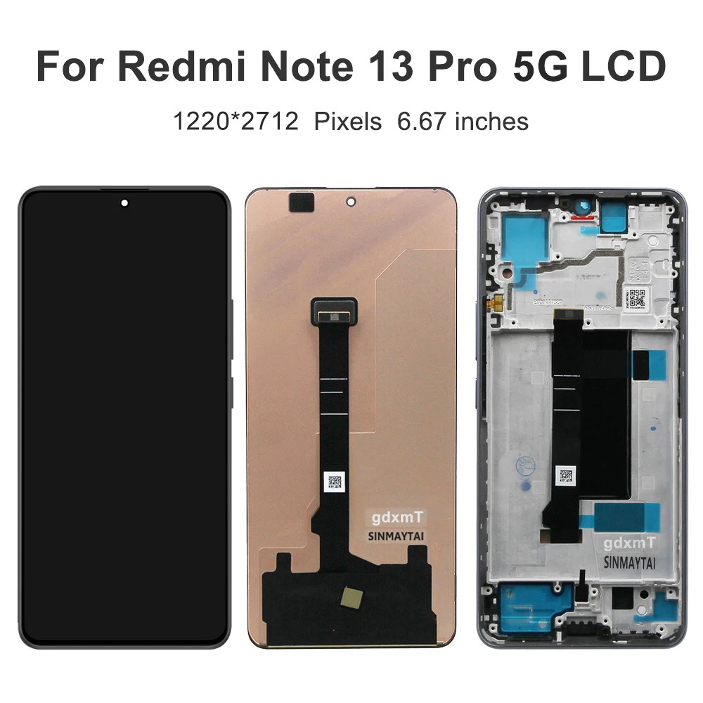 For Xiaomi Redmi Note 13 Pro 5G OEM For Redmi Note13Pro Tested 2312DRA50C LCD Display Touch Screen Digitizer Assembly Replacemen