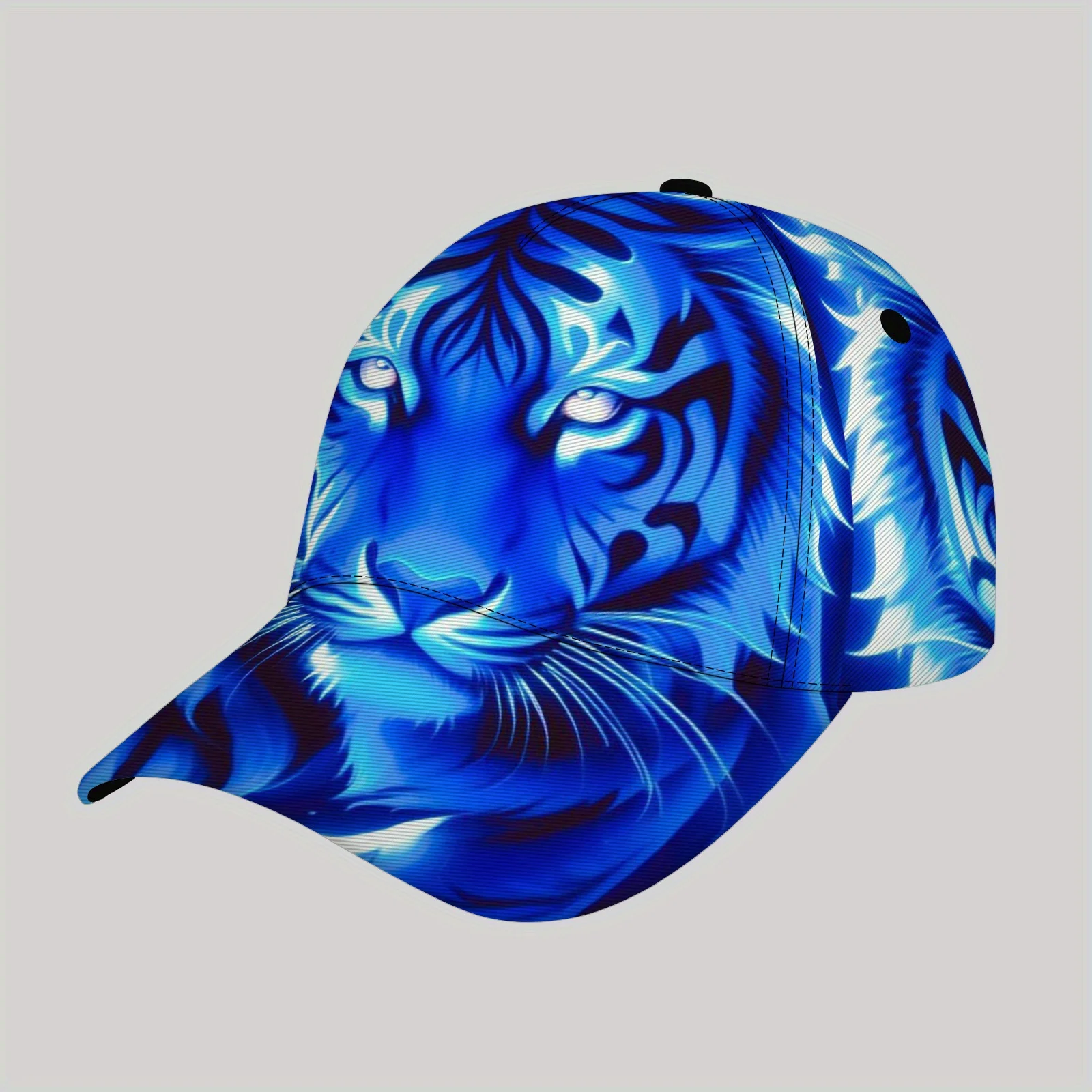 Adorable Tiger-Face Pattern Men's Lightweight Sun Hat  Cap Adjustable Buckle Design Breathable for Beach Outdoor Fishing