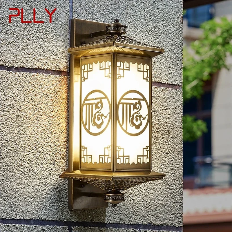 PLLY Contemporary Solar Brass Outdoor Wall Lamps Simplicity Waterproof Creative Balcony Hallway Courtyard Villa Gate Hotel