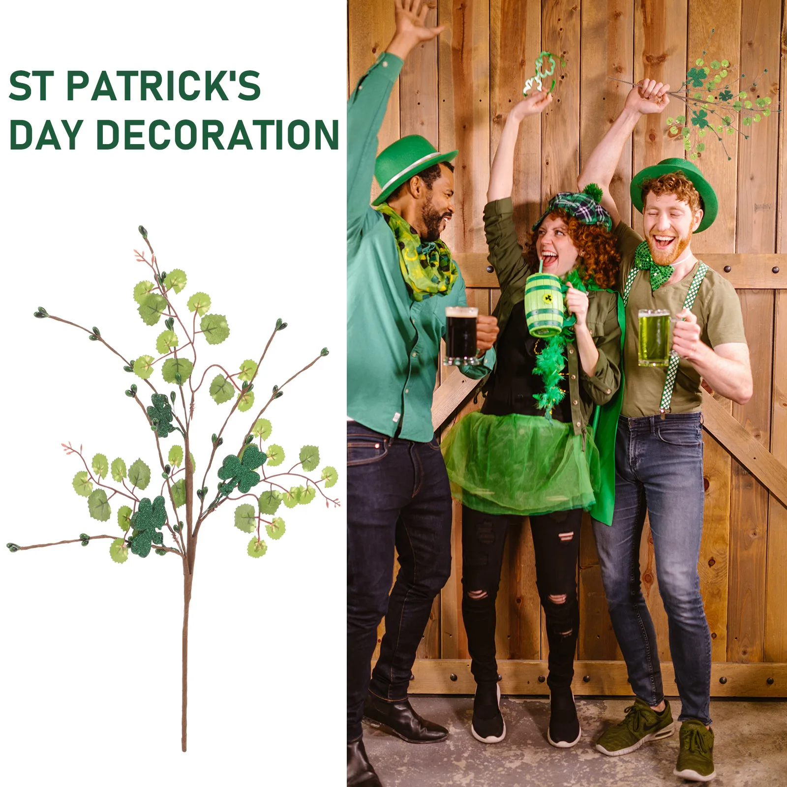 

Simulated Four Leaf Clover Artificial Greenery Stems Fake Plants St Patrick's Day Decor Faux Leaf Branches Lifelike