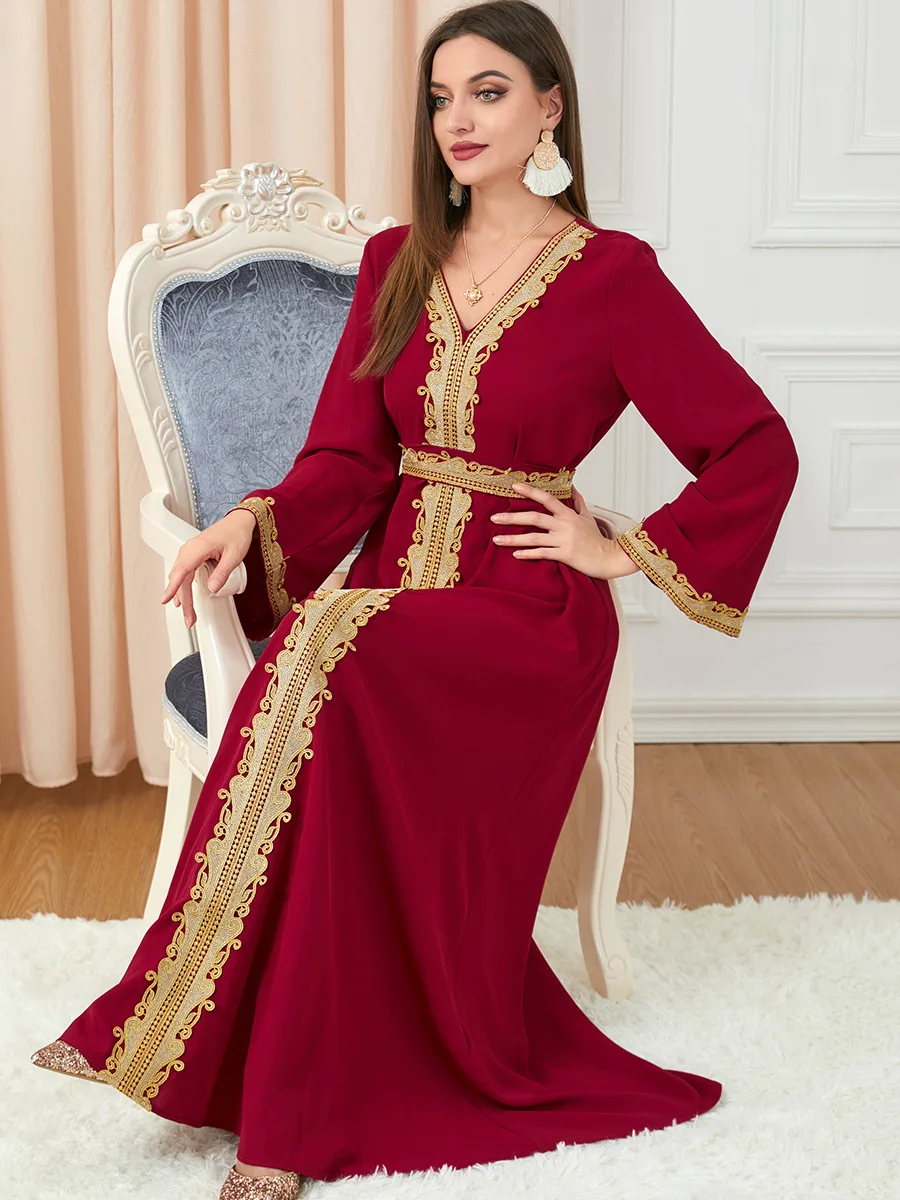 Arab Morocco Muslim Dress Abaya Women Embroidery Maxi Abayas Dubai Turkey Islam Kaftan Longue Musulmane Vestidos Largos 2022