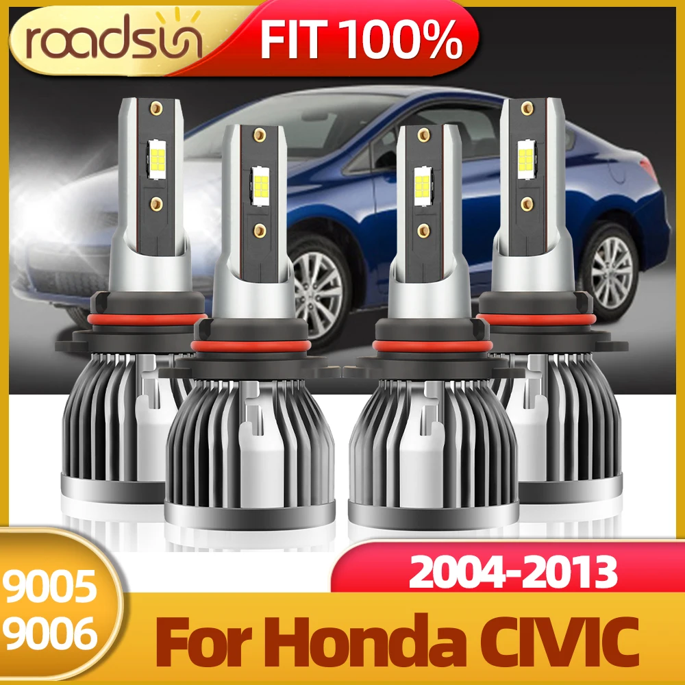 

4X Car LED Headlight 9005 HB3 9006 HB4 26000Lm 110W High Low Beam Bulbs Kit For Honda CIVIC 2009 2010 2011 2012 2013 2004-2008