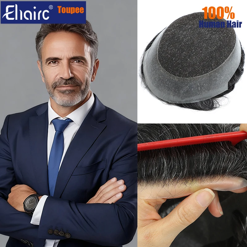 

Мужской парик из натуральных волос 6 дюймов, французский кружевной топ с ПУ, капиллярный протез, мужской протез, парик от выпадения волос