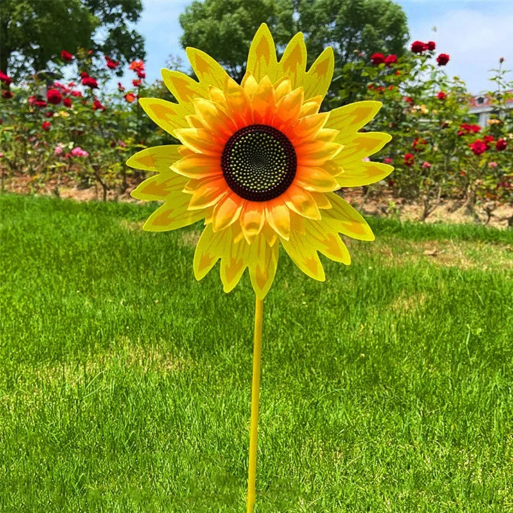 2pcs Multistyles Sunflower Windmill PVC Diameter 25cm Rotating Sunflower Garden Yard Wind Spinner Outdoor Party Picnic Decor