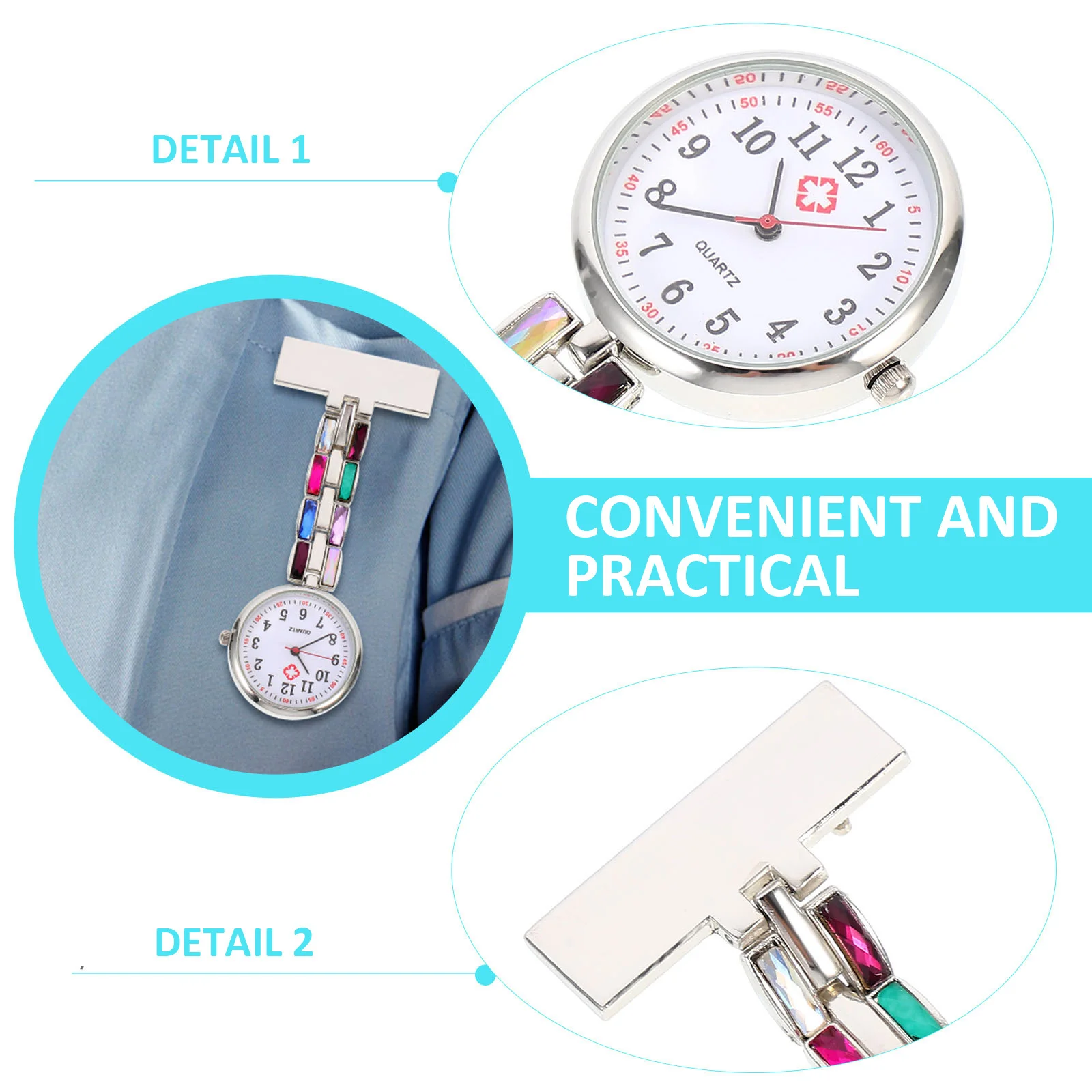 간호사 포브 행잉 포켓 워치 내구성 있는 실용적인 클립 시계 의료 간호 직원용 여성용 간호사 시계