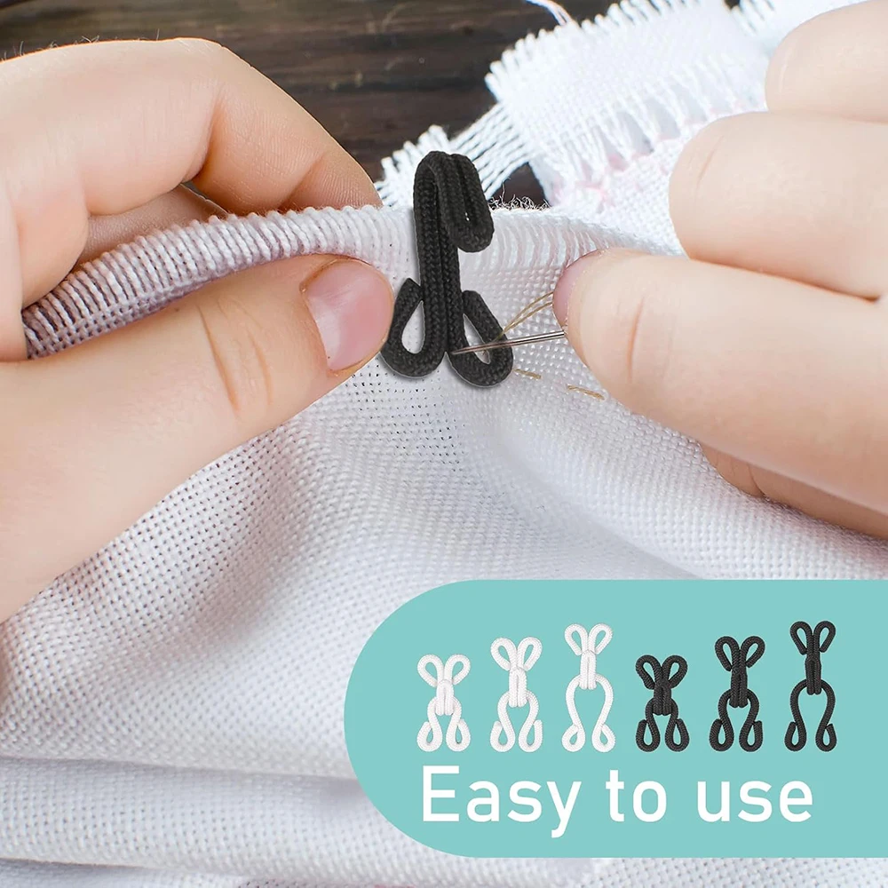 30 Sets Large Covered Sewing Hooks and Eyes Closure Bra Hooks for Clothing Bra thick leather deep pile fabrics fur Coats Wraps