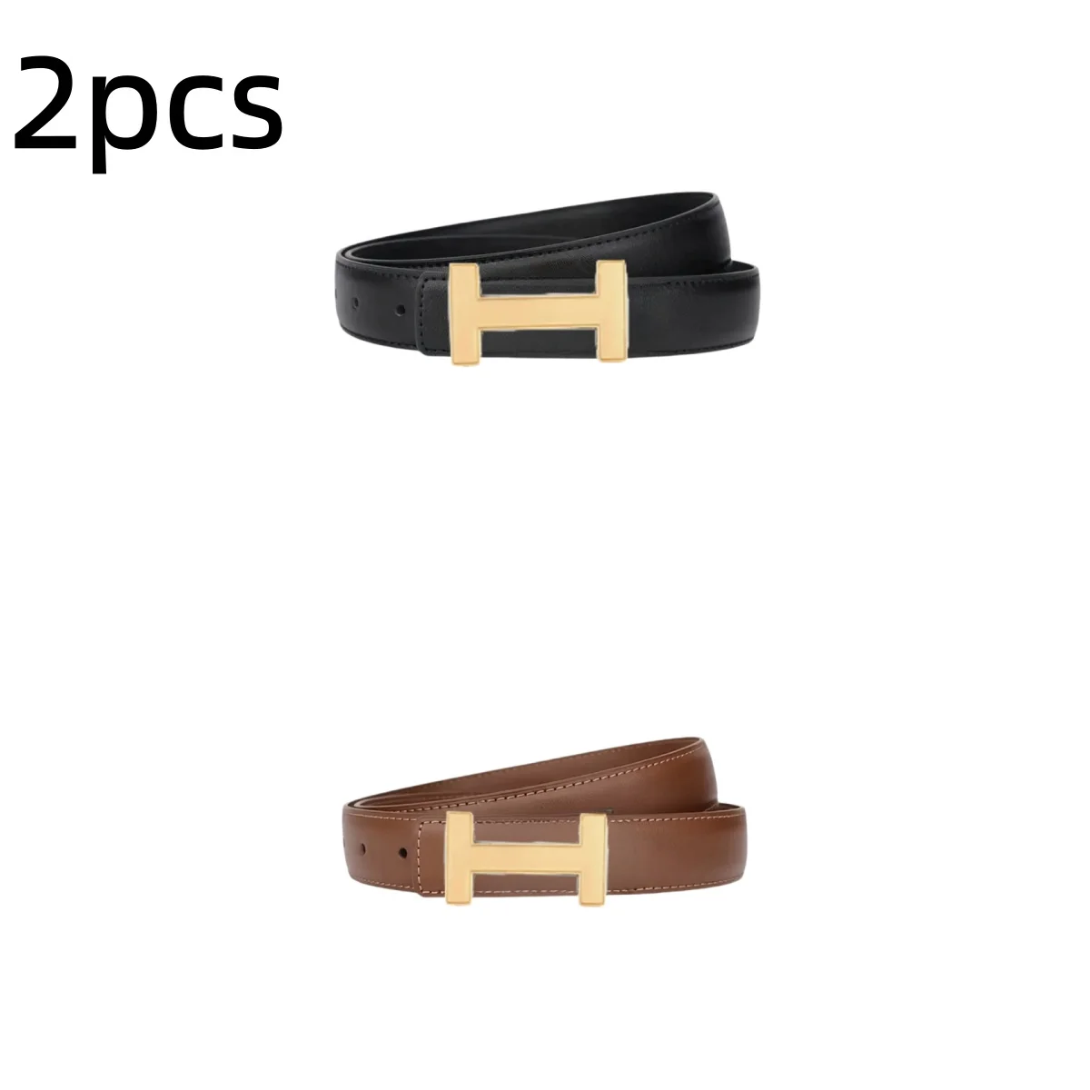 4Pcs Women H‑Shape Buckle Waist Belts Multi‑Color Smooth Decor Waistband For Daily Outfit