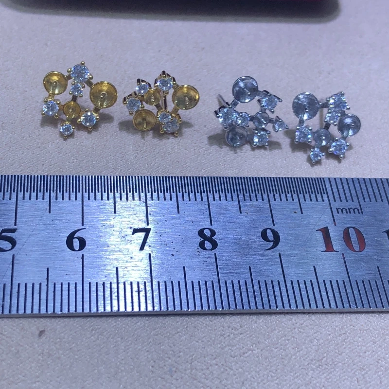 Wholesale S925 Sterling Silver Earrings Mount Findings Settings Base Mounting Parts Accessory for 4-6mm Pearls 5 pairs/lot