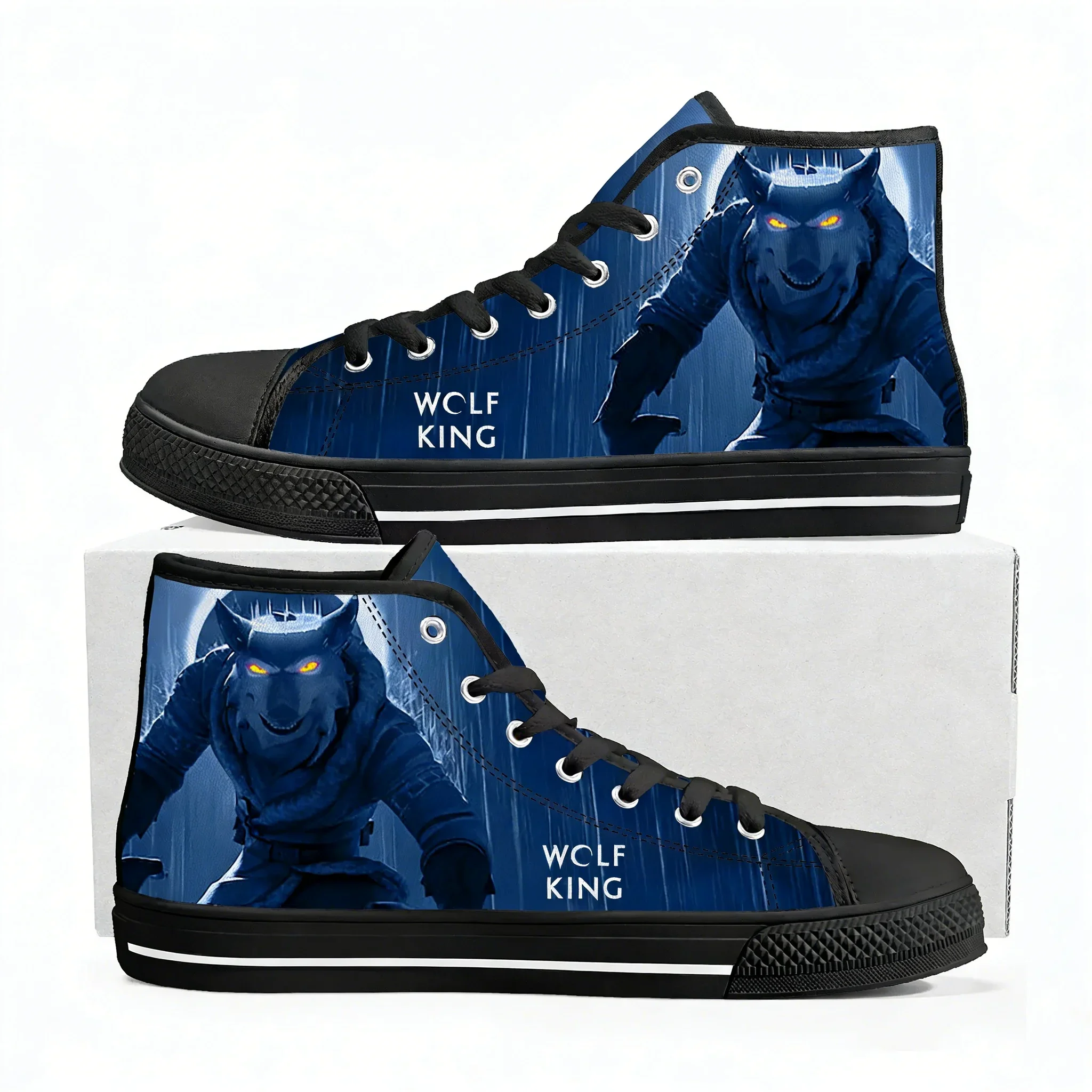 

Кроссовки Wolf King High Top для мужчин, женщин и подростков, модные, высококачественные, из канваса, повседневные, для пар, на заказ