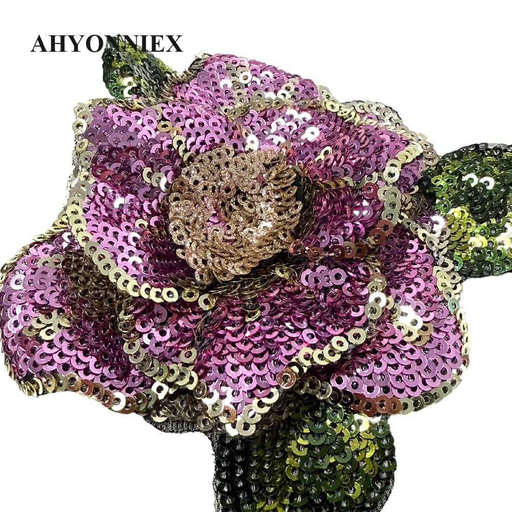 1-teilige mehrschichtige Pailletten zum Aufnähen, Blumen-Aufnäher, Pflanzen-Blumen-Applikation, Aufnäher für Kleidung, Applikationen, Parches, Bordados, Ropa – Detail 2