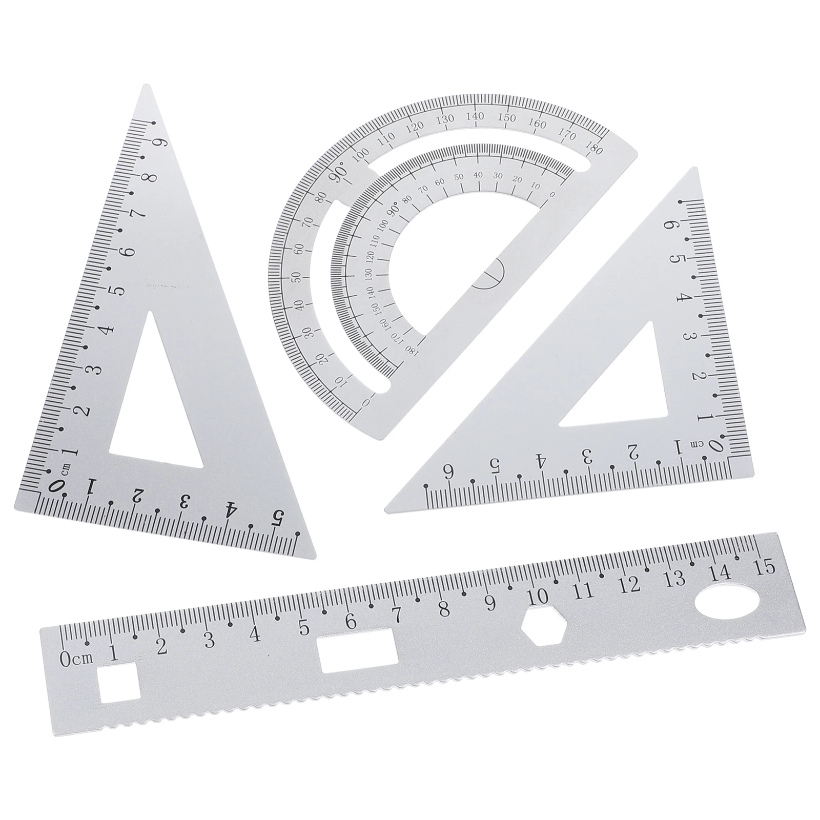Metal Ruler Set Tools Protractor Triangle Plate Ruler Stationery Set Small Size Portable Students School Design
