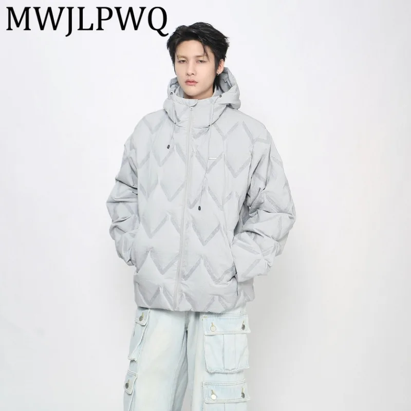 

MWJLPWQ Зимний дизайн в американском стиле Стеганый пуховик с капюшоном Мужской High Street Tide Пара Универсальное утолщенное теплое пальто 21689