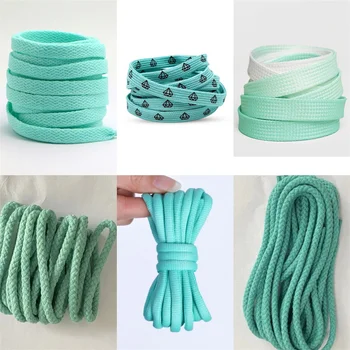 1 para pięknych zielonych płaskich sznurowadeł do płóciennych tenisówek buty damskie męskie półokrągłe codzienne sznurowadła do butów do koszykówki