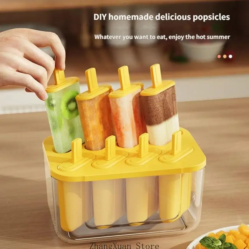 Multi Cavity Popsicles Tray With Removable Plastic 8 Slot Ice Lolly Molds for School Event And Outdoor Activity 3XUF