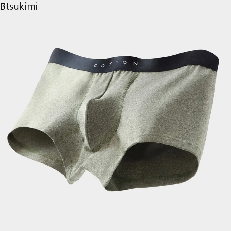 

Men's Pure Cotton Underwear Loose Comfortable Solid Color Underwear for Men Mid Waist Flat Angle Pants Four Corner Shorts Male