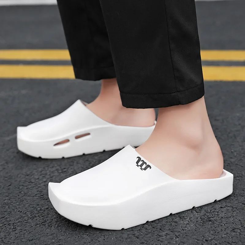 Outdoor Men's Punk Style Sandals Chunky Platform Slides with Edgy Angular Design Non-Slip Slippers for Streetwear Casual Comfort