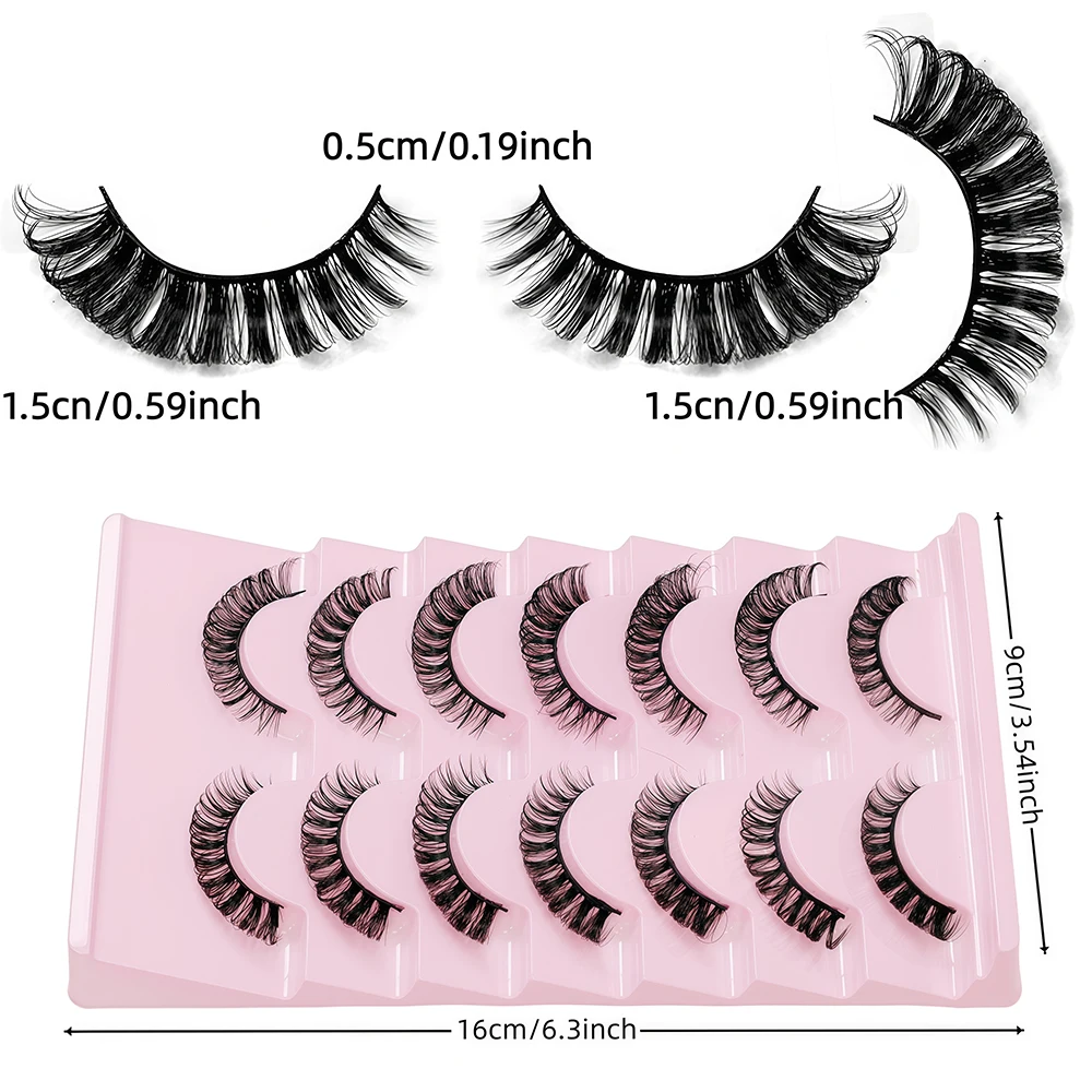 7 أزواج من الرموش الصناعية على الطراز الهزلي الأوروبي والأمريكي، غرة هجينة لمجموعة الفتيات الحلوة والحافة، قطعة واحدة، بطول كامل