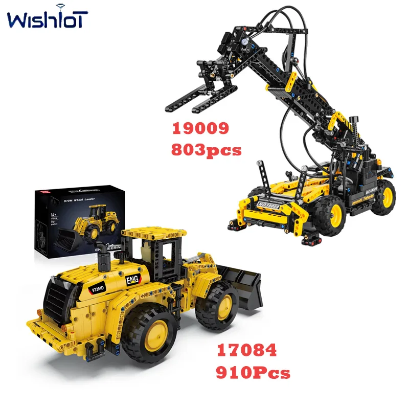 

Engineering Loader Car MOC Building Blocks 17084/19009 Pneumatic Telescopic Forklift Boys Assembly Model Small Bricks Toys Gifts