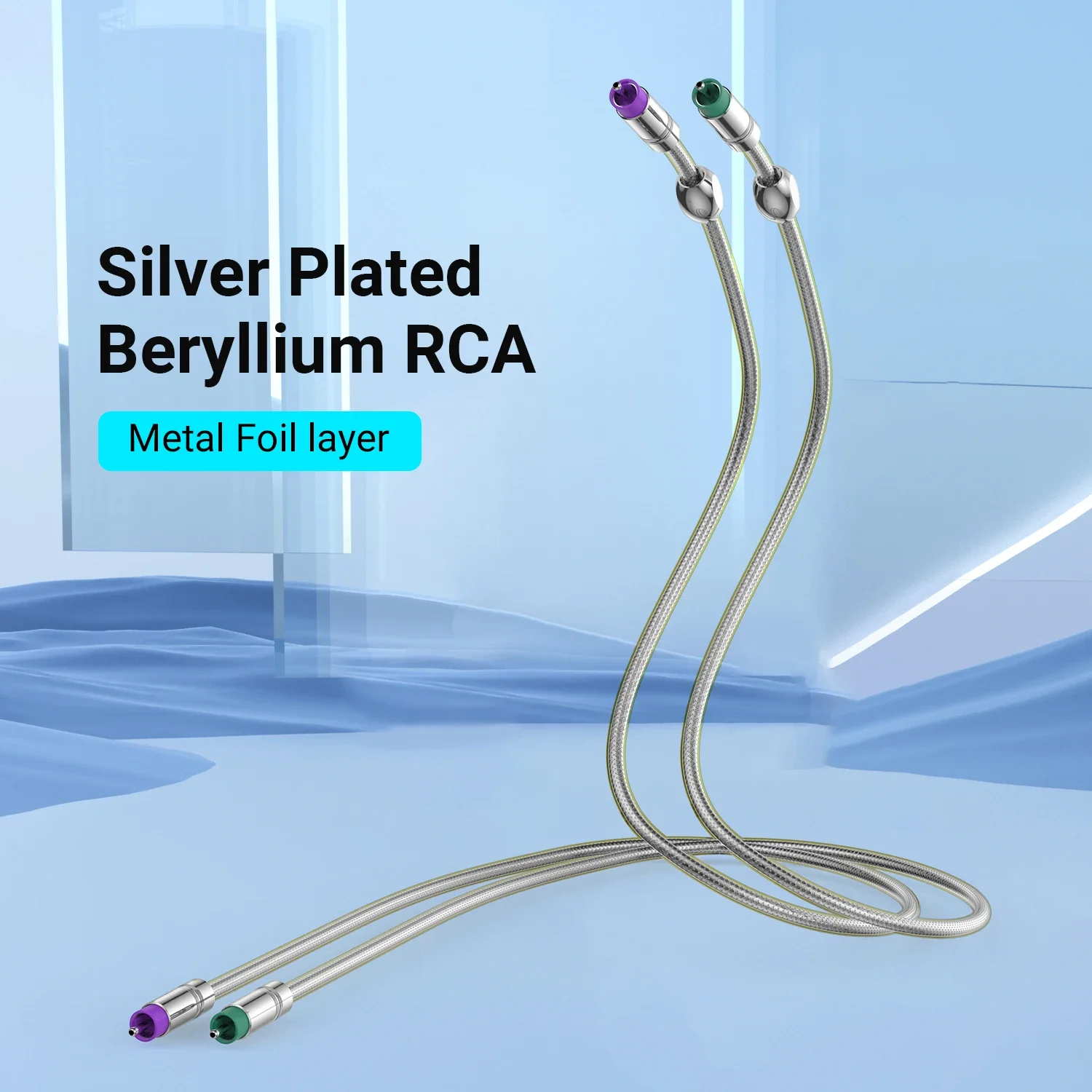 Audiocrast OFC Silver Plated RCA Cable Male to Male Hifi Audio Cable For Mixer Microphone Amplifier CD Player