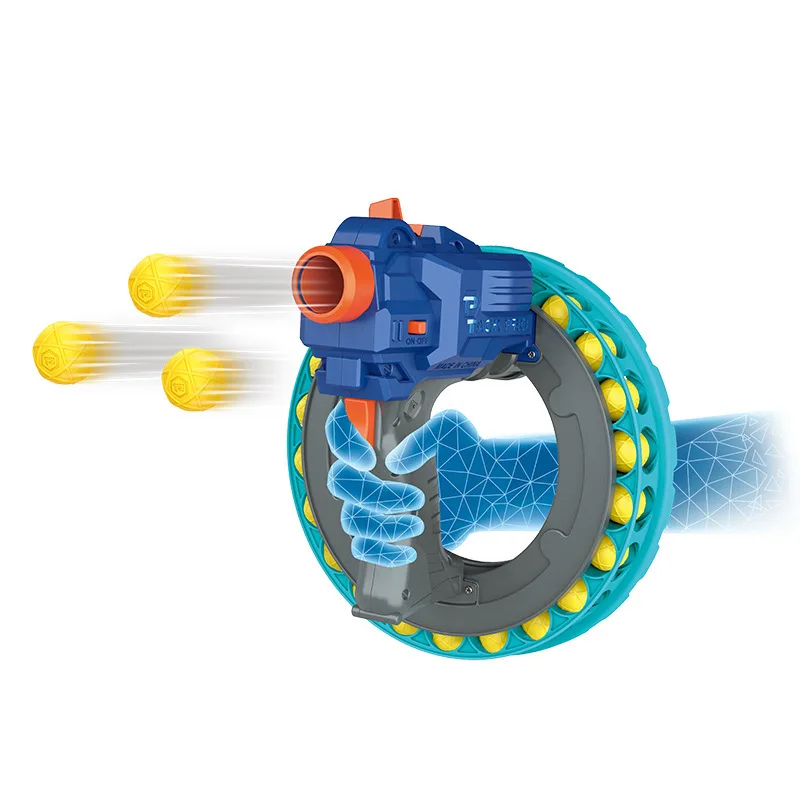 Elektryczny 66 okrągły, ciągły pistolet na miękkie pociski Pistolet na nadgarstek dla dzieci Miękka okrągła wyrzutnia pocisków dla dzieci do gier na świeżym powietrzu